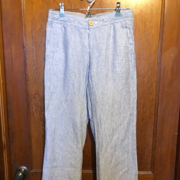 Pinstrip Linen Wide Leg Pants - Picture 1 of 4
